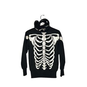Men's Black Skeleton Zip-Up Sweater